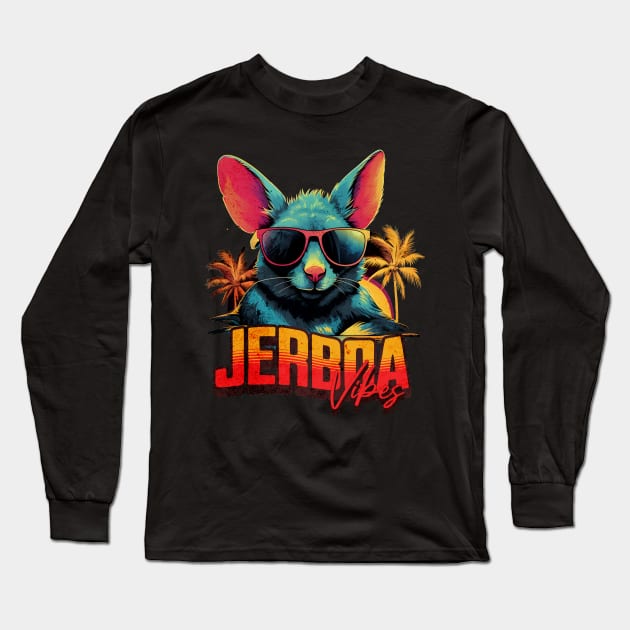 Retro Wave Chillout Jerboa Long Sleeve T-Shirt by Miami Neon Designs